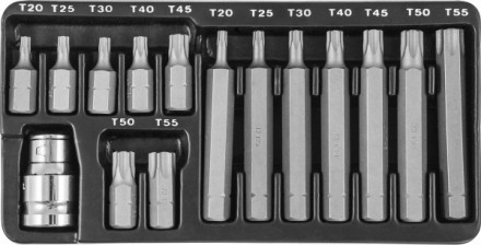 Набор вставок-бит 30 и 75 мм Torx T20-T55 15 предметов S29Н4215 S Jonnesway 47397 купить в Когалыме