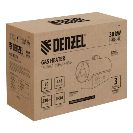 Газовая тепловая пушка Denzel GHG-30i, 30 кВт, цифровой термостат, пропан-бутан 96471 купить в Когалыме