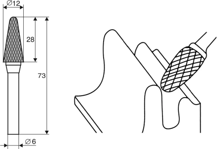 Борфреза Коническая закругленная L 6х12 Энкор 21719 купить в Когалыме