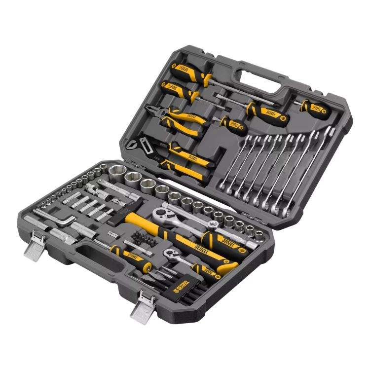 Набор инструментов Denzel 15802, 1/2", 1/4", CrV, S2, пластиковый кейс, 84 предмета купить в Когалыме