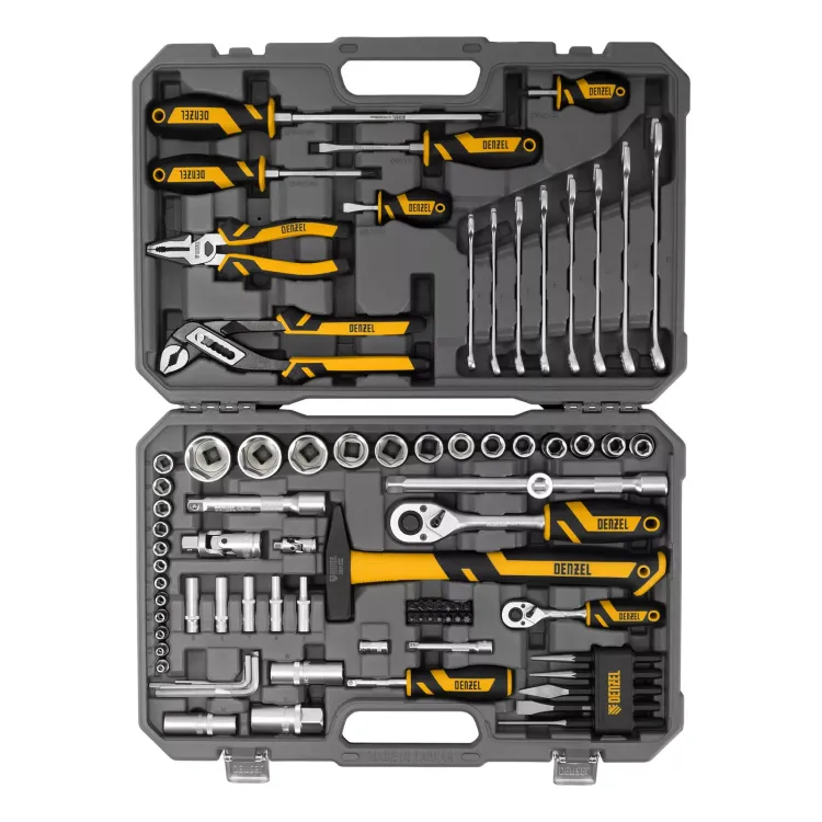 Набор инструментов Denzel 15802, 1/2", 1/4", CrV, S2, пластиковый кейс, 84 предмета купить в Когалыме