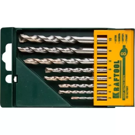 Набор KRAFTOOL Сверла "INDUSTRIE QUALITAT" по бетону ударные, самоцентр. наконечник, цилиндр. хвостовик, в боксе, 8шт 29165-H8 купить в Когалыме