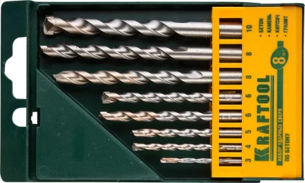Набор KRAFTOOL Сверла "INDUSTRIE QUALITAT" по бетону ударные, самоцентр. наконечник, цилиндр. хвостовик, в боксе, 8шт 29165-H8 купить в Когалыме