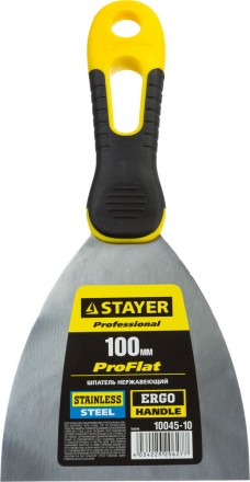 Шпатель STAYER &quot;PROFESSIONAL&quot; нержавеющее профилированное полотно, 2к ручка, 100 мм 10045-10 купить в Когалыме