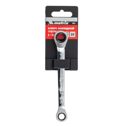Ключ накидной трещоточный, 8 х 10 мм, CrV, зеркальный хром Matrix 14497 купить в Когалыме