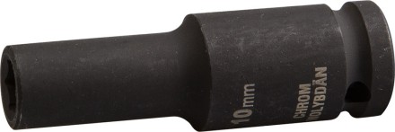 Торцовая головка KRAFTOOL &quot;INDUSTRIE QUALITAT&quot; ударная, удлиненная (1/2&quot;), FLANK, Cr-Mo, фосфатированная, 10 мм 27942-10_z01 купить в Когалыме