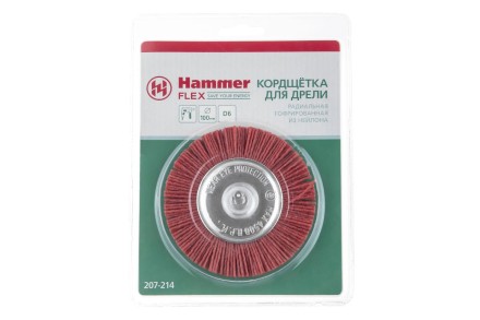Кордщетка HAMMER плоская 100мм для дрели нейлон (207-214) купить в Когалыме