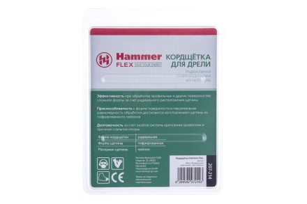 Кордщетка HAMMER плоская 100мм для дрели нейлон (207-214) купить в Когалыме