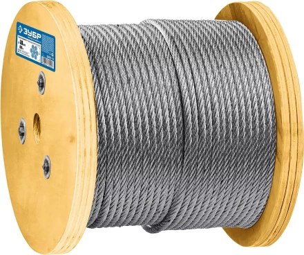 ЗУБР DIN 3066, свивка 6 х 37 + IWR, 10 мм, L 60 м, грузоподъемный стальной трос, Профессионал (30417-10) купить в Когалыме