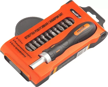 Отвертка реверсивная с набором бит, CrV, 12шт SPARTA 11347 купить в Когалыме