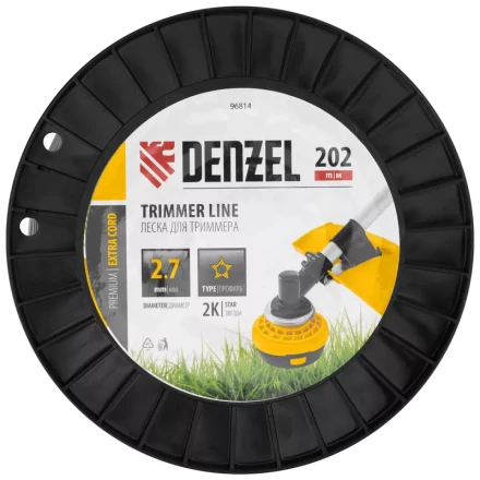 Леска для триммера двухкомпонентная звезда, 2,7мм х 202м, на DIN катушке EXTRA CORD// Denzel 96814 купить в Когалыме