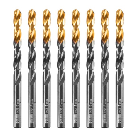 Сверло по металлу, 8 мм, HSS-Tin, Golden Tip, 8 шт. Denzel 717219 купить в Когалыме