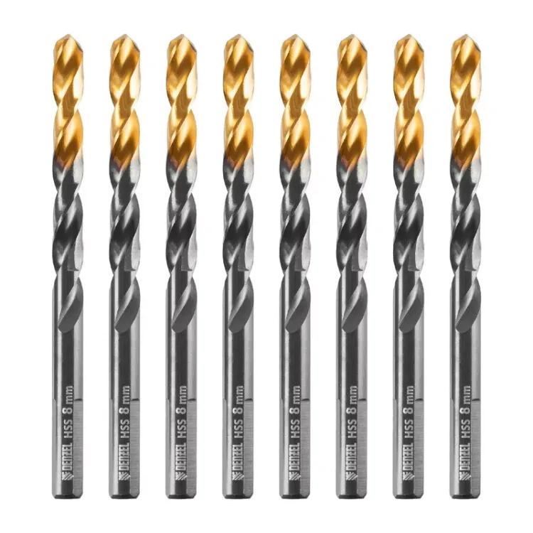 Сверло по металлу, 8 мм, HSS-Tin, Golden Tip, 8 шт. Denzel 717219 купить в Когалыме