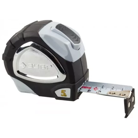 Рулетка ЗУБР "ЭКСПЕРТ" "ПРЕМИУМ", двухкомпонентный корпус, автостоп, полотно с нейлоновым напылением, 5 м / 25 мм 34050-05-25_z01 купить в Когалыме