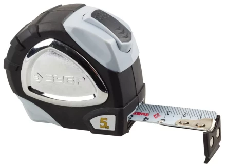 Рулетка ЗУБР "ЭКСПЕРТ" "ПРЕМИУМ", двухкомпонентный корпус, автостоп, полотно с нейлоновым напылением, 5 м / 25 мм 34050-05-25_z01 купить в Когалыме