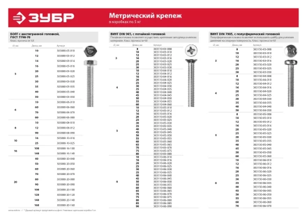 Винт ЗУБР "МАСТЕР" DIN 7985, класс прочности 4.8, оцинкованный, M4x35мм, 5кг 303150-04-035 купить в Когалыме
