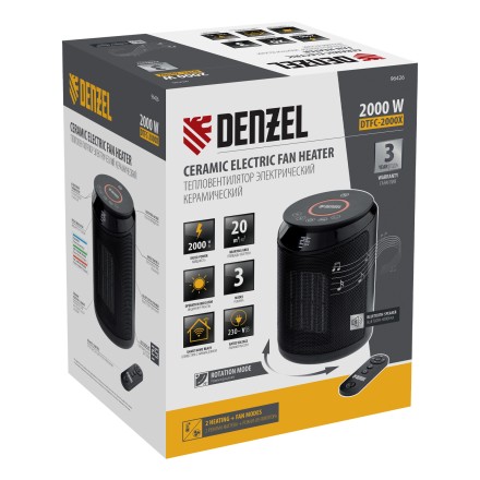 Тепловентилятор керамический Denzel DTFC-2000X, 2 кВт, wi-fi, пульт, динамик, вращение, 3 реж. 96426 купить в Когалыме