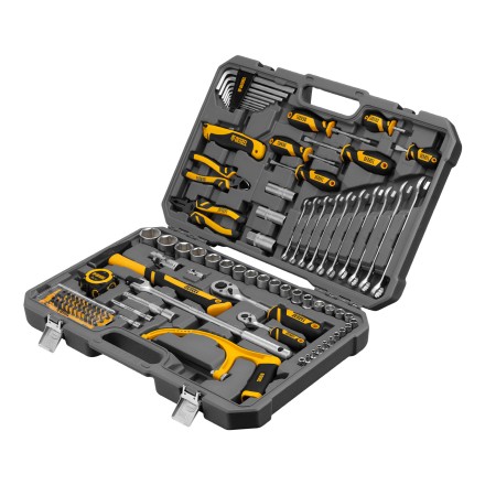 Набор инструментов Denzel 15803, 1/2&quot;, 1/4&quot;, CrV, S2, пластиковый кейс, 100 предметов купить в Когалыме