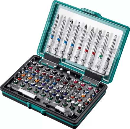 Набор бит и адаптеров KRAFTOOL C-Drive многофункциональный, Cr-Mo сталь, в ударопрочном компактном боксе. Цветная маркировка типов шлицов 26067-H71 купить в Когалыме