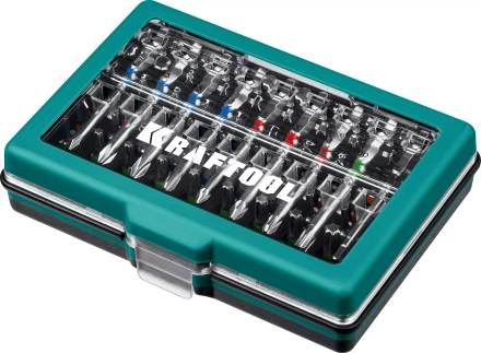 Набор бит и адаптеров KRAFTOOL C-Drive многофункциональный, Cr-Mo сталь, в ударопрочном компактном боксе. Цветная маркировка типов шлицов 26067-H71 купить в Когалыме
