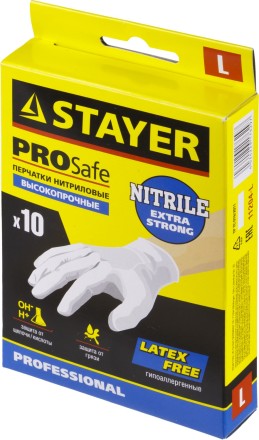 Перчатки STAYER &quot;PROFI&quot; нитриловые экстратонкие, L, 10шт 11204-L купить в Когалыме