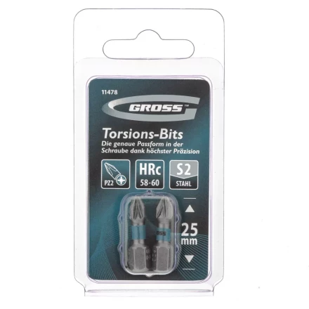 Набор бит торсионных PZ2x25 мм для ударных шуруповертов 2 шт. Gross 11478 купить в Когалыме