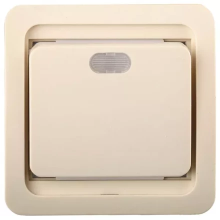 Выключатель СВЕТОЗАР "ГАММА" одноклавишный, с подсветкой, цвет бежевый, 10А/~250В SV-54131-B купить в Когалыме