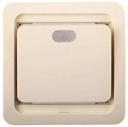 Выключатель СВЕТОЗАР "ГАММА" одноклавишный, с подсветкой, цвет бежевый, 10А/~250В SV-54131-B купить в Когалыме