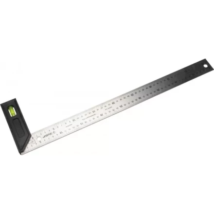 Угольник "ЭКСПЕРТ" разметочный, усиленный, встроенный уровень, гравирован шкала, нерж полотно 37мм, толщина 2мм, 500мм 34397-50 купить в Когалыме