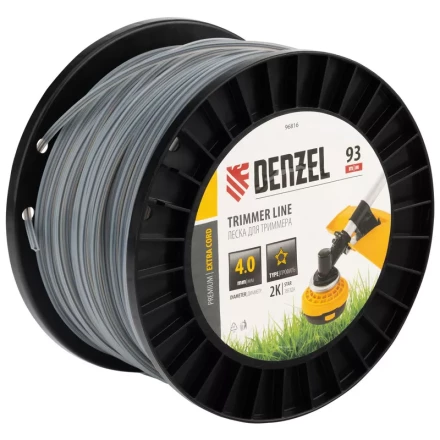 Леска для триммера двухкомпонентная звезда, 4,0мм х 93м, на DIN катушке EXTRA CORD// Denzel 96816 купить в Когалыме
