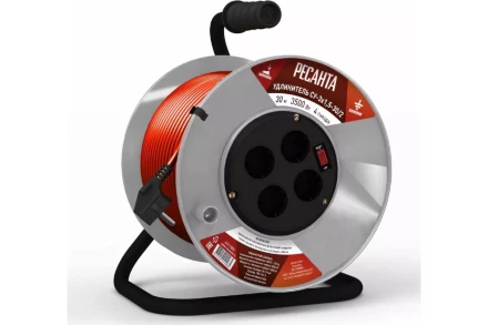 Удлинитель силовой на катушке Ресанта СУ-3х1,5-30/2 (с выкл., 4 розетки) 61/118/6 купить в Когалыме