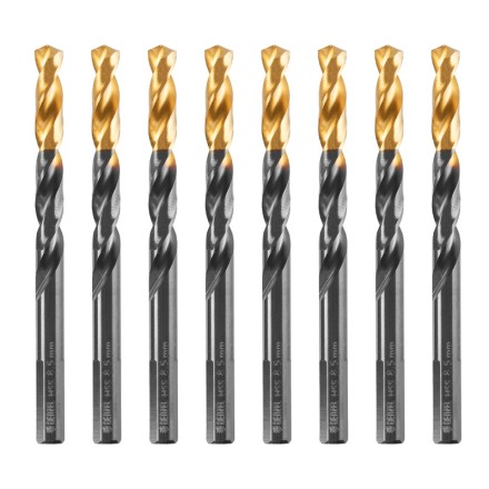 Сверло по металлу, 8,5 мм, HSS-Tin, Golden Tip, 8 шт. Denzel 717220 купить в Когалыме