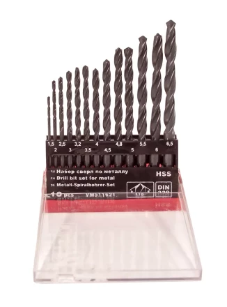 Набор сверл для металла HSS Ф1,5-6,5 мм 13 штук пластиковый футляр VMX 511621 купить в Когалыме