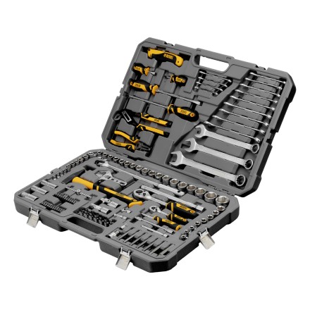 Набор инструментов Denzel 15804, 1/2&quot;, 1/4&quot;, CrV, S2, пластиковый кейс, 122 предмета купить в Когалыме
