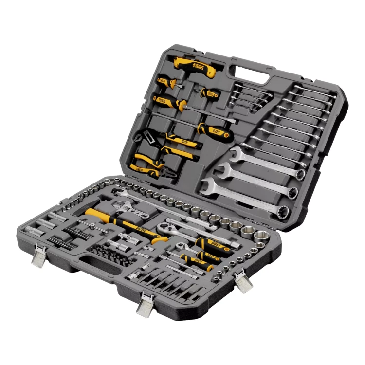 Набор инструментов Denzel 15804, 1/2", 1/4", CrV, S2, пластиковый кейс, 122 предмета купить в Когалыме