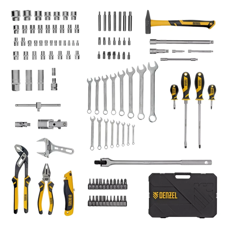 Набор инструментов Denzel 15804, 1/2", 1/4", CrV, S2, пластиковый кейс, 122 предмета купить в Когалыме