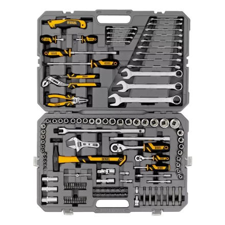 Набор инструментов Denzel 15804, 1/2", 1/4", CrV, S2, пластиковый кейс, 122 предмета купить в Когалыме