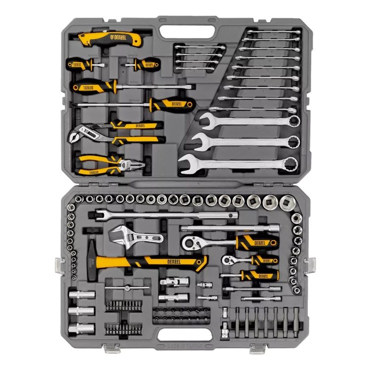 Набор инструментов Denzel 15804, 1/2", 1/4", CrV, S2, пластиковый кейс, 122 предмета купить в Когалыме