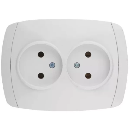 Розетка СВЕТОЗАР "CITY LIGHT" двойная в сборе, без заземления, цвет белый, 16А/~250В SV-54202-W купить в Когалыме