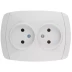 Розетка СВЕТОЗАР "CITY LIGHT" двойная в сборе, без заземления, цвет белый, 16А/~250В SV-54202-W купить в Когалыме