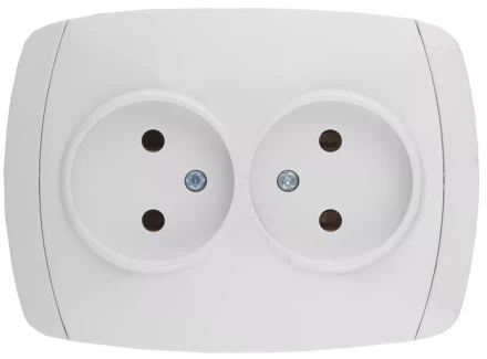 Розетка СВЕТОЗАР "CITY LIGHT" двойная в сборе, без заземления, цвет белый, 16А/~250В SV-54202-W купить в Когалыме