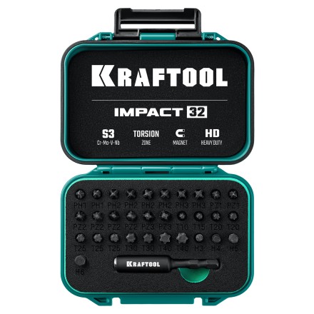 Набор ударных торсионных бит KRAFTOOL Impact, Cr-Mo-V-Nb сталь 26066-H32 купить в Когалыме