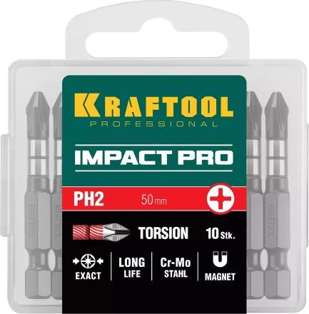 Биты для ударных шуруповертов KRAFTOOL Impact Pro PH 26191-2-50-S10 купить в Когалыме