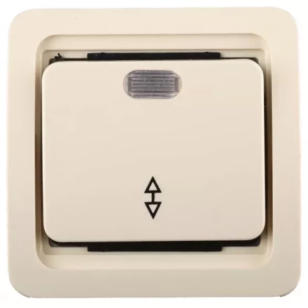 Выключатель СВЕТОЗАР "ГАММА" проходной одноклавишный, с подсветкой, цвет бежевый, 10А/~250В SV-54138-B купить в Когалыме