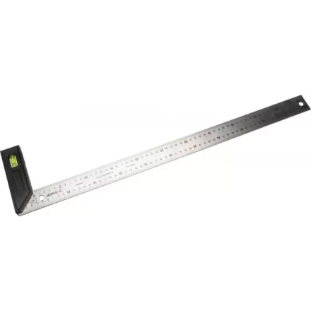 Угольник "ЭКСПЕРТ" разметочный, усиленный, встроенный уровень, гравирован шкала, нерж полотно 37мм, толщина 2мм, 600мм 34397-60 купить в Когалыме