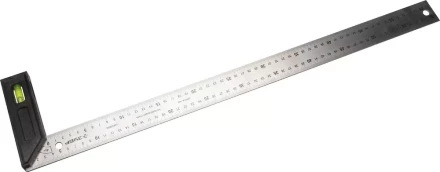 Угольник "ЭКСПЕРТ" разметочный, усиленный, встроенный уровень, гравирован шкала, нерж полотно 37мм, толщина 2мм, 600мм 34397-60 купить в Когалыме