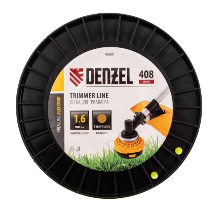 Леска для триммера круглая, 1,6мм х 408м, на DIN катушке FLEX CORD, Denzel 96268 купить в Когалыме