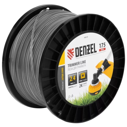 Леска для триммера двухкомпонентная квадрат, 2,4мм х 175м, на DIN катушке EXTRA CORD// Denzel 96818 купить в Когалыме