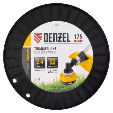 Леска для триммера двухкомпонентная квадрат, 2,4мм х 175м, на DIN катушке EXTRA CORD// Denzel 96818 купить в Когалыме