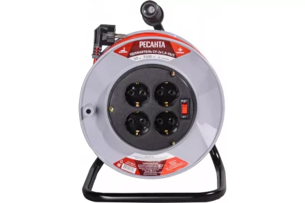 Удлинитель силовой на катушке Ресанта СУ-3х1,5-50/2 (с выкл., 4 розетки) 61/118/12 купить в Когалыме
